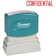 Xstamper CONFIDENTIAL Title Stamp Message Stamp - CONFIDENTIAL - 0.50" Impression Width x 1.63" Impression Length - 100000 Impression(s) - Red - Recycled - 1 Each