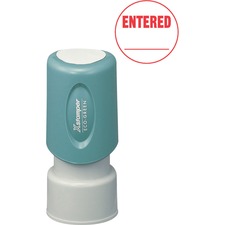 Xstamper Pre-Inked ENTERED Stamp Message Stamp - ENTERED - 0.63" Impression Diameter - Red - Recycled - 1 Each