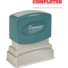 Xstamper COMPLETED Stamp Message Stamp - COMPLETED - 0.50" Impression Width x 1.63" Impression Length - 100000 Impression(s) - Red - Recycled - 1 Each