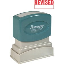 Xstamper REVISED Title Stamp Message Stamp - REVISED - 0.50" Impression Width x 1.63" Impression Length - 100000 Impression(s) - Red - Recycled - 1 Each