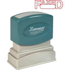 Xstamper FAXED Title Stamps Message Stamp - FAXED - 0.50" Impression Width x 1.62" Impression Length - 100000 Impression(s) - Red - Recycled - 1 Each