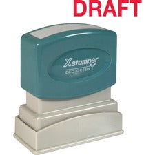 Xstamper DRAFT Stamp Message Stamp - DRAFT - 0.50" Impression Width x 1.63" Impression Length - 100000 Impression(s) - Red - Recycled - 1 Each