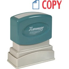 Xstamper COPY 2-color Pre-inked Stamp Message Stamp - COPY - 0.50" Impression Width - 100000 Impression(s) - Red, Blue - Polymer Polymer - Recycled - 1 Each