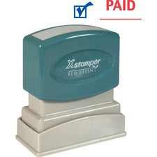 Xstamper Red/Blue PAID Title Stamp Message/Date Stamp - PAID - 0.50" Impression Width - 100000 Impression(s) - Blue, Red - Polymer Polymer - Recycled - 1 Each
