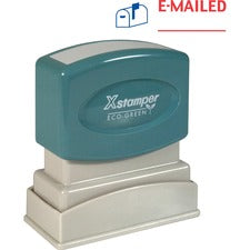Xstamper E-MAILED Title Stamp Message Stamp - E-MAILED - 0.50" Impression Width - 100000 Impression(s) - Blue, Red - Polymer Polymer - Recycled - 1 Each