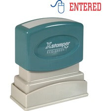 Xstamper Red/Blue ENTERED Title Stamp Message Stamp - ENTERED - 0.50" Impression Width - 100000 Impression(s) - Red, Blue - Polymer Polymer - Recycled - 1 Each