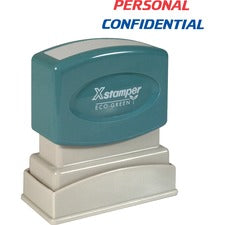 Xstamper PERSONAL CONFIDENTIAL Stamp Message Stamp - PERSONAL/CONFIDENTIAL - 0.50" Impression Width - 100000 Impression(s) - Red, Blue - Polymer Polymer - Recycled - 1 Each