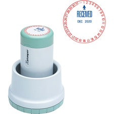 Xstamper XpeDater RECEIVED Rotary Dater Message/Date Stamp - RECEIVED - 1.75" Impression Diameter - Red, Blue - 1 Each