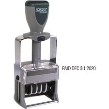 Xstamper Self-Inking 12 Phrase Dater Message/Date Stamp - REC'D, ANS'D, ENT'D, PAID, SHIPPED, CHARGED, CANCELLED, C.O.D., FILLED, FILED - Black - Metal - 1 Each