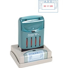 Xstamper VersaDater Pre-inked FAX Date Stamp Message/Date Stamp - FAXED - 1.31" Impression Width x 2.12" Impression Length - Blue, Red - Recycled - 1 Each