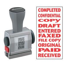 Xstamper 10-In-1 Phrase Stamp Message Stamp - COMPLETED, CONFIDENTIAL, COPY, DRAFT, ENTERED, FAXED, FILE COPY, ORIGINAL, PAID, RECEIVED - 0.19" Impression Width x 1.50" Impression Length - Red - 1 Each
