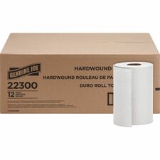 Genuine Joe Hardwound Roll Paper Towels 7.88" Width x 350 ft Length - 2" Core - White - 12 / Carton