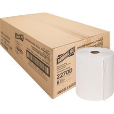 Genuine Joe Hardwound Roll Paper Towels 7.90" Width x 800 ft Length - 2" Core - White - 6 / Carton