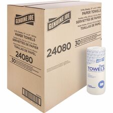 Genuine Joe Kitchen Roll Flexible Size Towels 2 Ply - 1 5/8" Core - White - 30 / Carton