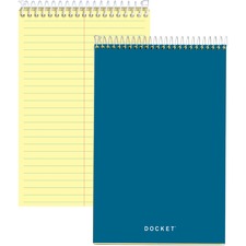 TOPS Docket Steno Book 100 Sheets - Coilock - 6" x 9" Sheet Size - Canary Paper - Forest Green Chipboard Cover - Perforated, Hard Cover, Rigid - 1 Each