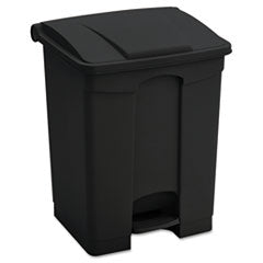 Large Capacity Plastic Step-On Receptacle, 23 gal, Plastic, Black