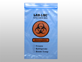 Reclosable 3-Wall Specimen Transfer Bag (Biohazard) - Size: 6 X 9 - Blue Tint - Guage: 2 mil