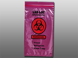 Reclosable 3-Wall Specimen Transfer Bag (Biohazard) - Size: 6 X 9 - Red Tint - Guage: 2 mil