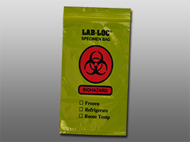 Reclosable 3-Wall Specimen Transfer Bag (Biohazard) - Size: 6 X 9 - Yellow Tint - Guage: 2 mil