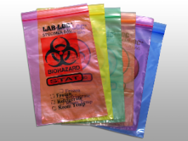 Blue Tint Reclosable 2-Wall Specimen Transfer Bag (Biohazard) - Size: 12 X 15 - Clear - Guage: 2 mil