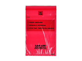 Lab-Loc® Specimen Bags with Removable Biohazard Symbol - Red Tint - Size: 6 X 9 - Guage: 1.75 mil