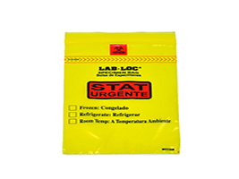 Lab-Loc® Specimen Bags with Removable Biohazard Symbol Printed "STAT" - Yellow - Size: 6 X 9 - Yellow - Guage: 1.75 mil