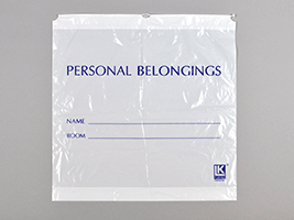 654866041136 - Bag Personal Belonging White Opaque w/Drawstring 1.2mil 20x20 +3BG