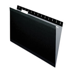 Colored Reinforced Hanging Folders, Legal Size, 1/5-Cut Tabs, Black, 25/Box