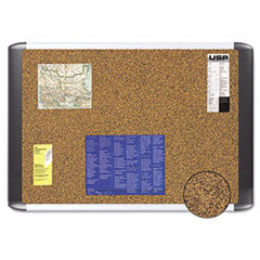 Tech Cork Board, 72 x 48, Tan Surface, Silver/Black Aluminum Frame