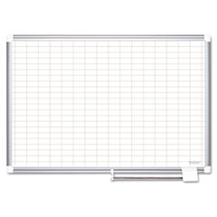 Gridded Magnetic Porcelain Dry Erase Planning Board, 1 x 2 Grid, 72 x 48, White Surface, Silver Aluminum Frame