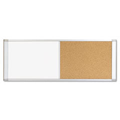 Combo Cubicle Workstation Dry Erase/Cork Board, 48 x 18, Tan/White Surface, Aluminum Frame