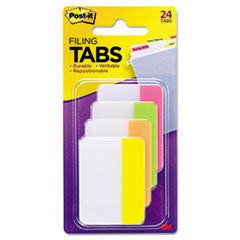 Solid Color Tabs, 1/5-Cut, Assorted Bright Colors, 2" Wide, 24/Pack