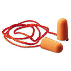 Foam Single-Use Earplugs, Corded, 29NRR, Orange, 100 Pairs