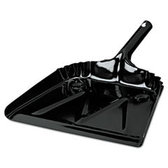 Heavy-Duty Metal Dust Pan, 12 x 14, 20-Gauge Steel, Black