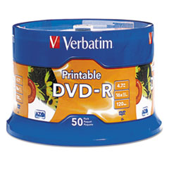 DVD-R Recordable Disc, 4.7 GB, 16x, Spindle, White, 50/Pack