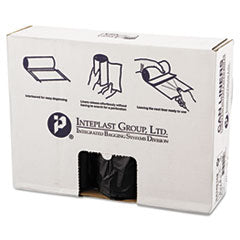 High-Density Interleaved Commercial Can Liners, 60 gal, 16 mic, 43" x 48", Black, 25 Bags/Roll, 8 Rolls/Carton