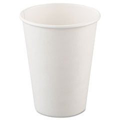 Single-Sided Poly Paper Hot Cups, 12 oz, White, 50/Bag, 20 Bags/Carton