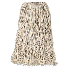 Premium Cut-End Cotton Wet Mop Head, 24 oz, White, 1" White Band, 12/Carton