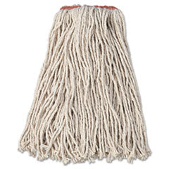 Premium Cut-End Cotton Wet Mop Head, 16oz, White, 1" Orange Band, 12/Carton
