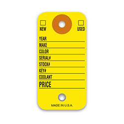 Colored Key Tags - Yellow  (With Rings) 500 / PK