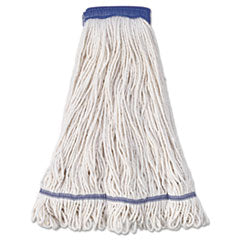 Super Loop Wet Mop Head, Cotton/Synthetic Fiber, 5" Headband, X-Large Size, White, 12/Carton