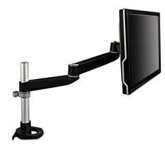 Dual Monitor Swivel Arm, 360 Degree Rotation, +15 Degree/-90 Degree Tilt, 180 Degree Pan, Black/Gray, Supports 30 lb