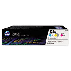 HP 126A, (CF341A) 3-Pack Cyan/Magenta/Yellow Original LaserJet Toner Cartridges