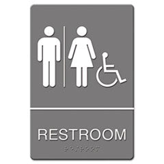 ADA Sign, Restroom/Wheelchair Accessible Tactile Symbol, Molded Plastic, 6 x 9