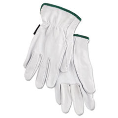 Grain Goatskin Driver Gloves, White, Medium, 12 Pairs