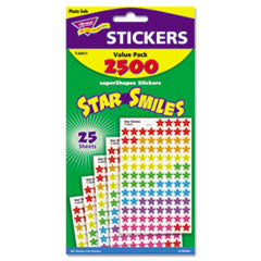 Sticker Assortment Pack, Smiling Star, Assorted Colors, 2,500/Pack