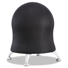 Zenergy Ball Chair, Backless, Supports Up to 250 lb, Black Fabric Seat, Silver Base