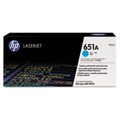 HP 651A, (CE341A) Cyan Original LaserJet Toner Cartridge