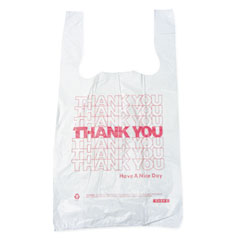 Plastic Thank-You T-Sack, 2 mil, 4" x 15", White, 2,000/Carton