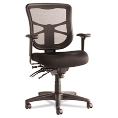 Alera Elusion Series Mesh Mid-Back Multifunction Chair, Supports Up to 275 lb, 17.7" to 21.4" Seat Height, Black